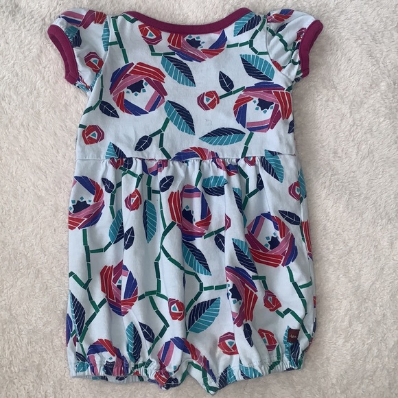 Tea Collection Floral Baby Romper 3-6M Purple Trim EUC - Picture 6 of 6